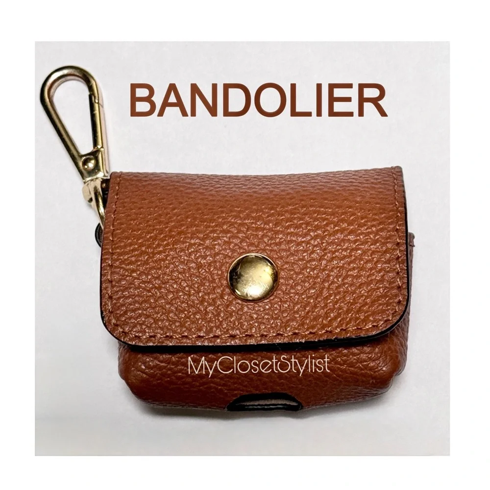 BANDOLIER Saddle Pebbled Leather airPods Case RARE & NEW! Gold Hardware version